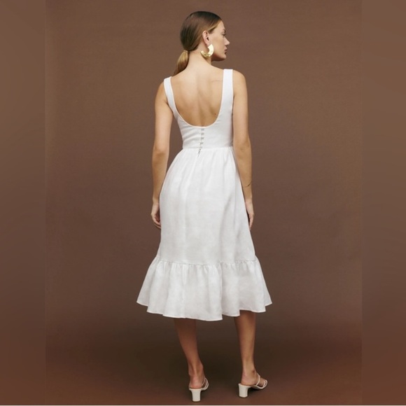 *Reformation Bucatini Dress Linen White - Picture 3 of 12